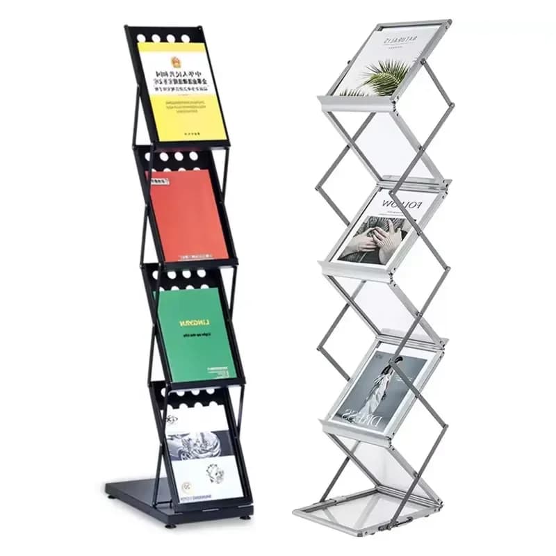 Literature Catalog Rack Foldable Magazine Brochure Display Rack Stand with Portable Oxford Bag for Office Store