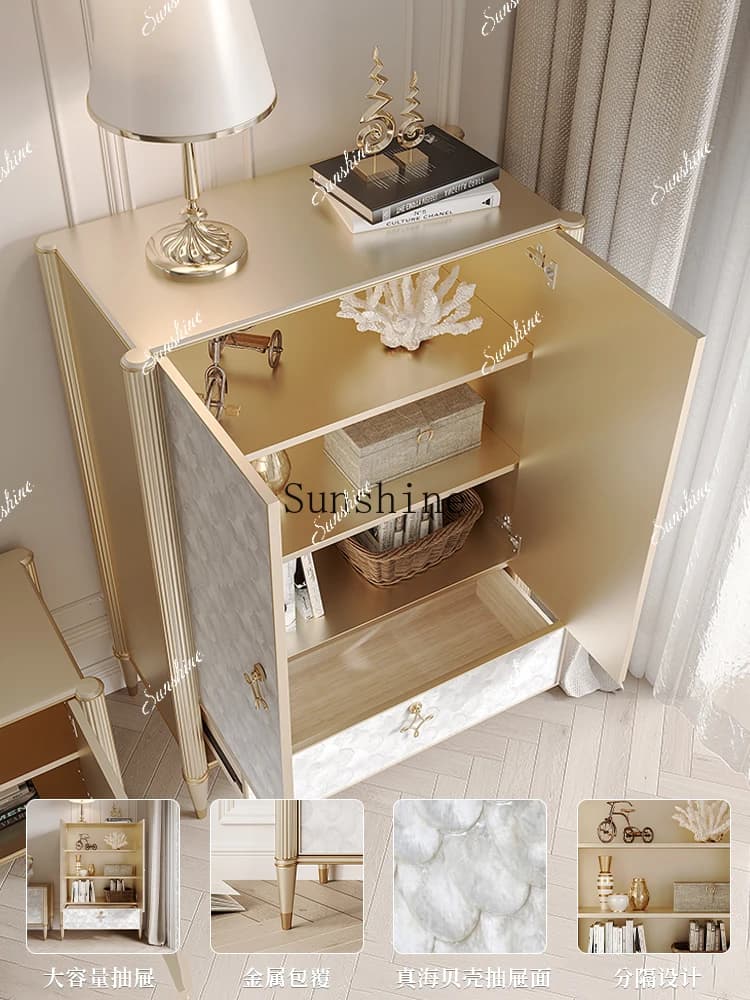Light luxury solid wood double-door bookcase, simple shelf, floor-to-ceiling display cabinet for living room FT