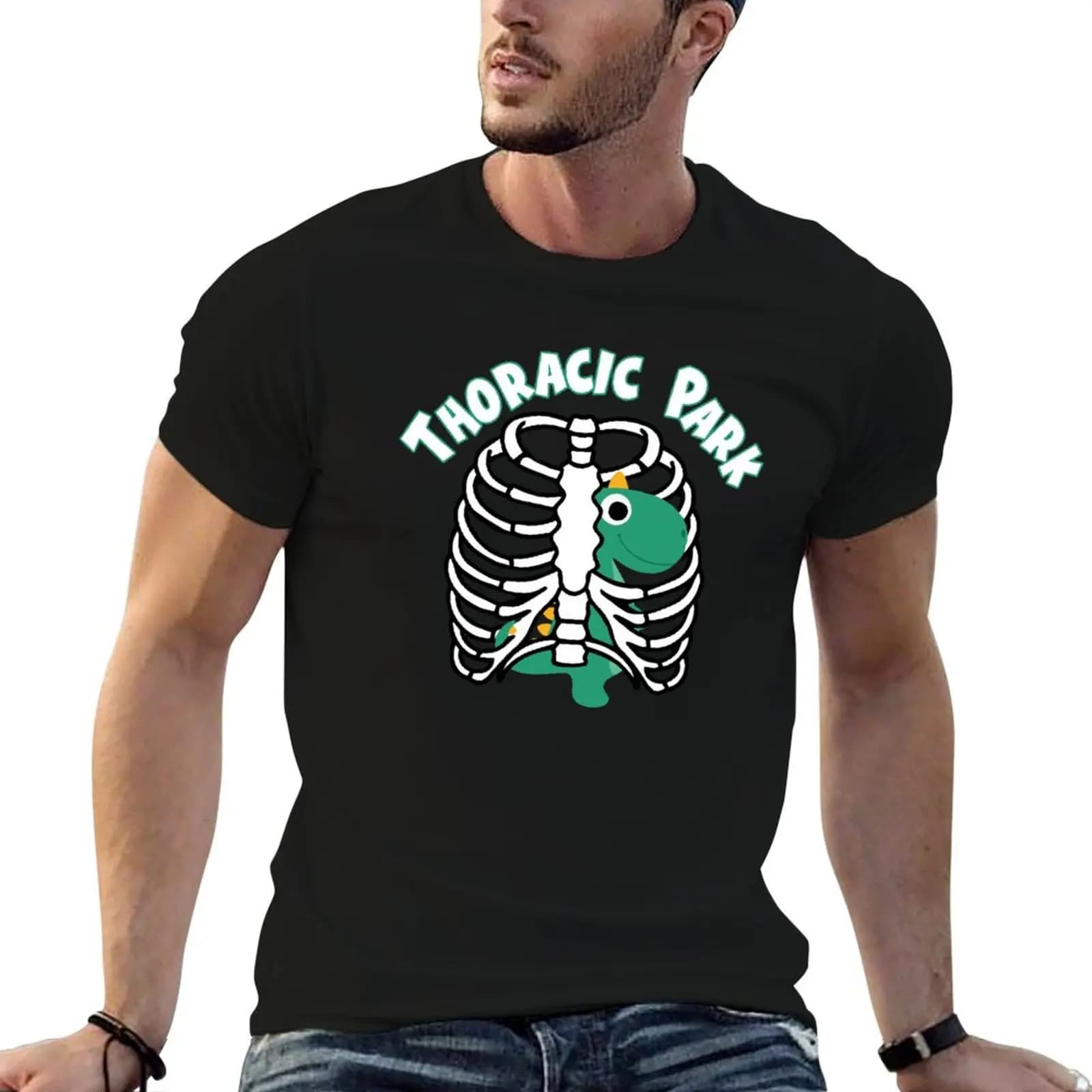 Funny Dinosaur Nurse Squad Quote, Thoracic Park, Cool Nursing Student T-Shirt Active Wear Sports T-Shirt for Men