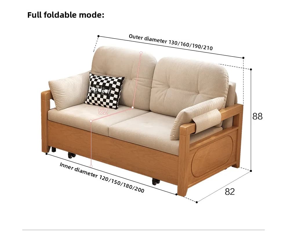 CX all solid wood, folding dual-purpose simple modern multi-functional telescopic bed living room study storage sofa