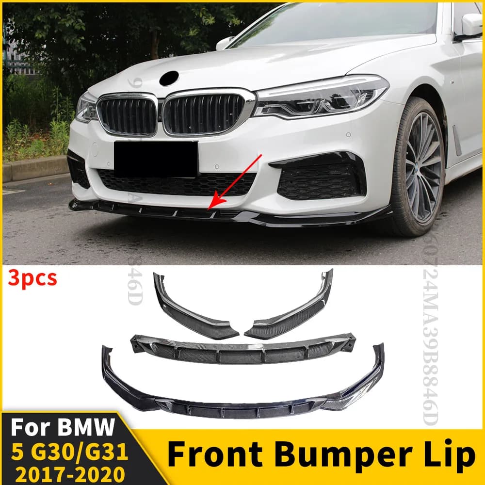 Front Bumper Lip Chin Guard Diffuser Cover Deflector For BMW G30 G31 5 Series 2017 2018 2019 2020 Body Kit Carbon Fiber Tuning