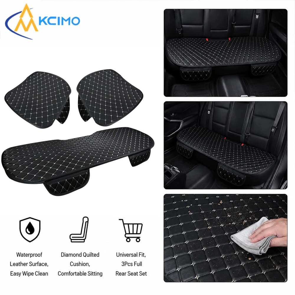 KCIMO 3Pcs Universal Car Seat Cover Breathable Soft Comfort Cushion Wear Resistant Auto Seat Protector Pad