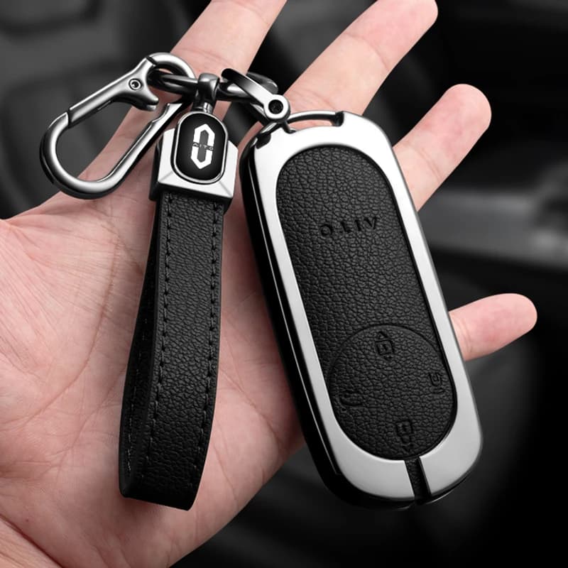 Car Key Case Cover For Aito M9 2024 Smart Remote Control Zinc Alloy Leather Protection Key Shell Accessories