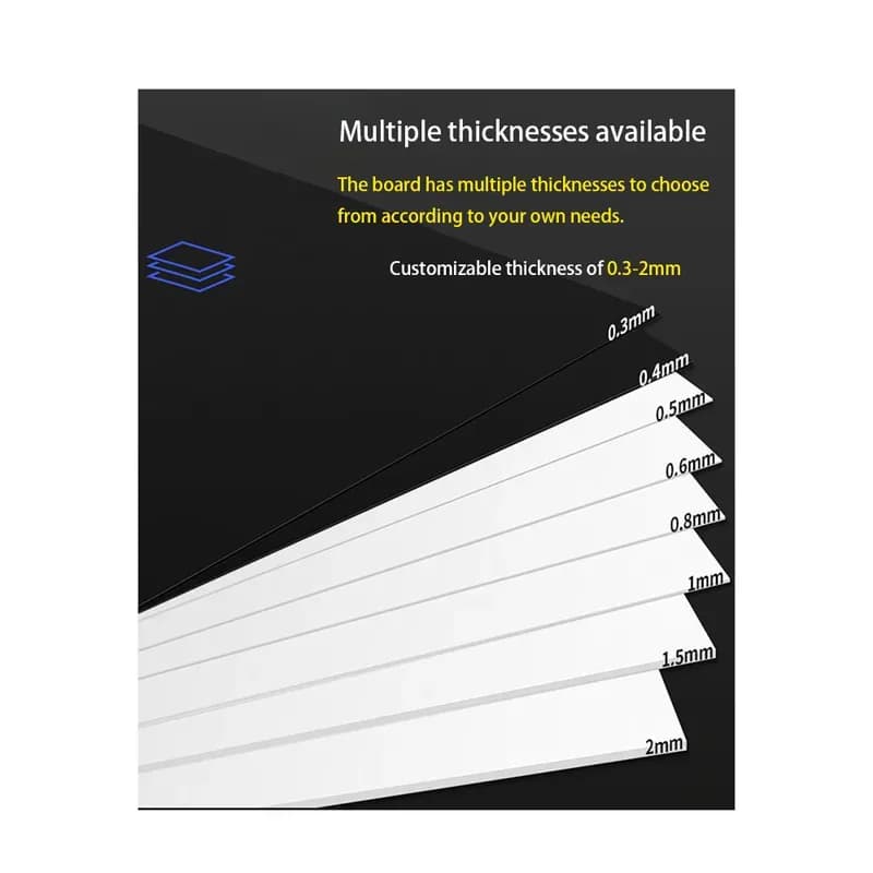 PP Plastic Sheet Frosted White Black 0.3mm to 2mm Thickness 100x200 210x297mm