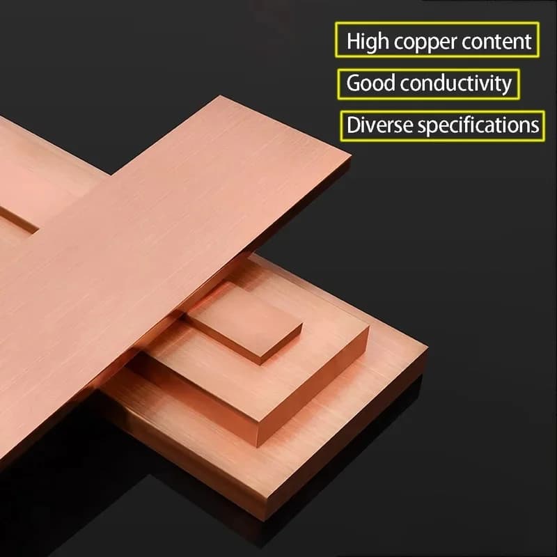 1Pc T2 Red Copper Flat Bar Strip Busbar Tin Plated Conductive Grounding Sheet Copper Sheet Copper Plate