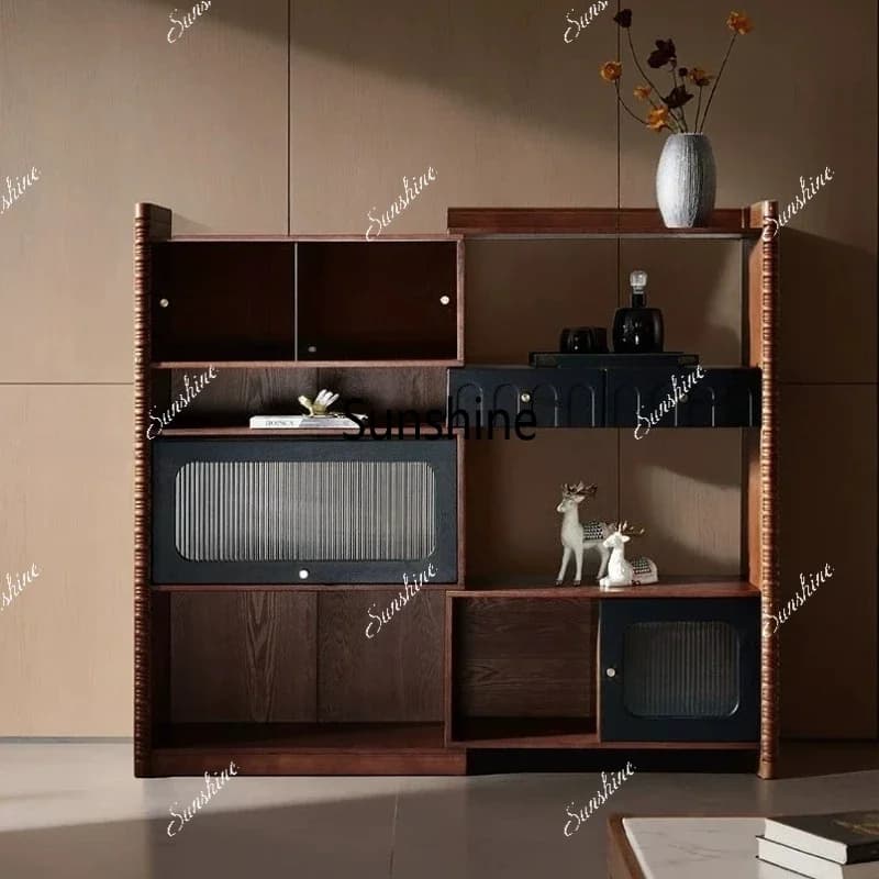 Medieval solid wood multi-layer storage rack Household display cabinet Storage finishing rackTJ