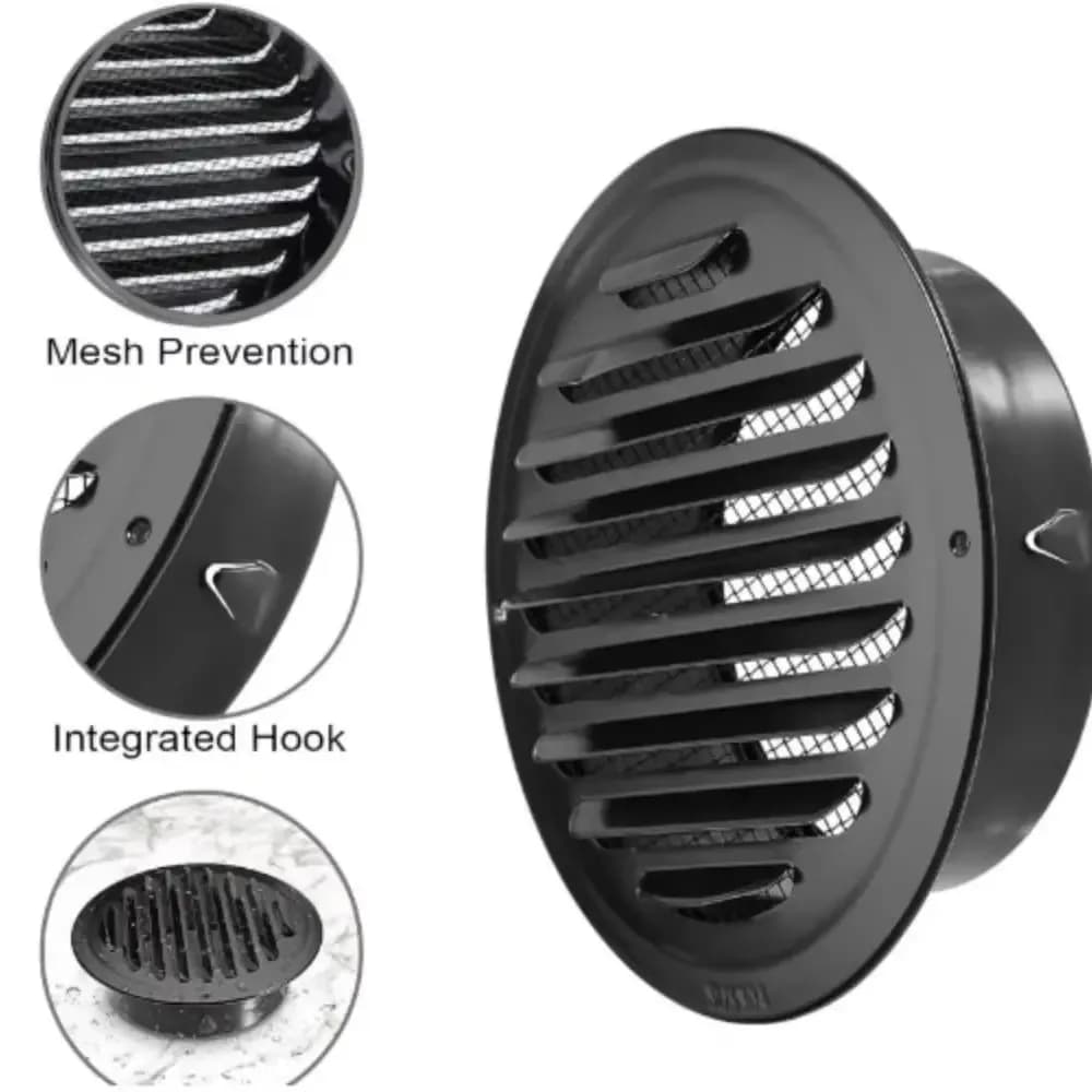 2pcs Stainless Steel Exterior Wall Air Outlet Vent Grille Round Duct Cap Air Ventilation Cover Hole Plug Ventilation System