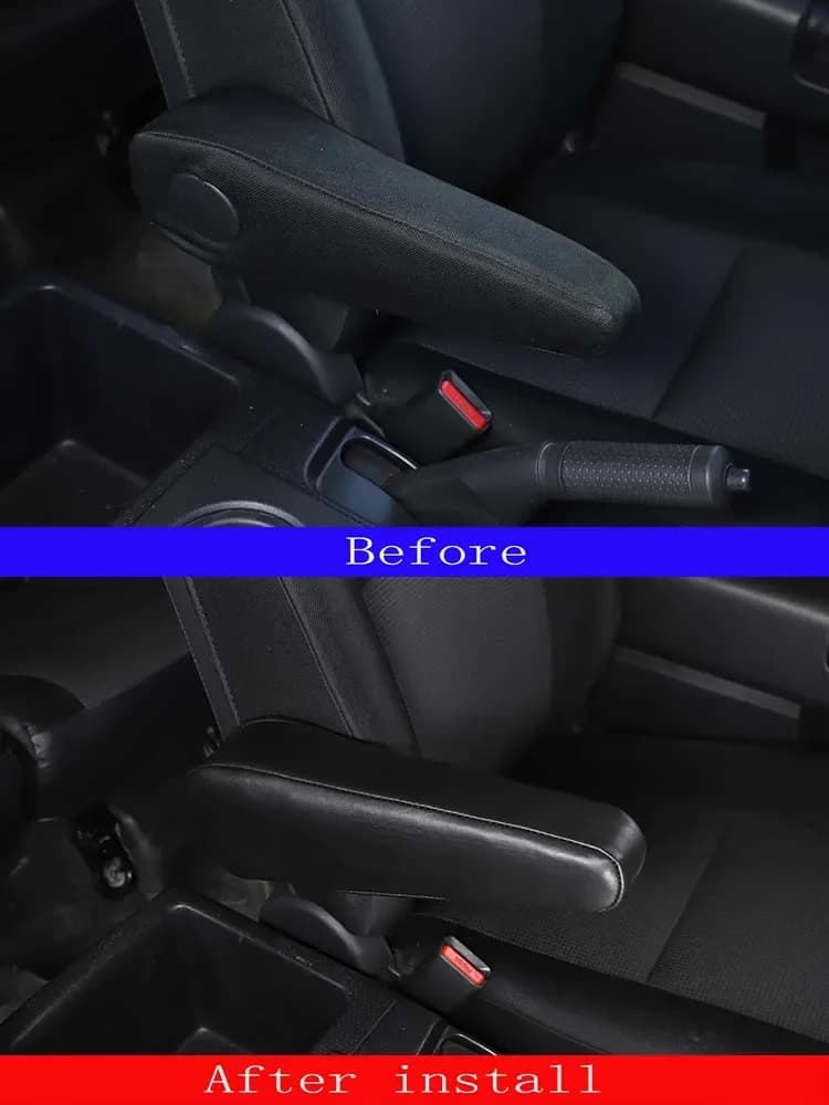 2Pcs For Toyota FJ Cruiser 2007-2021 black car styling Leather/Cloth seat armrest frame cover sticker car interior accessories