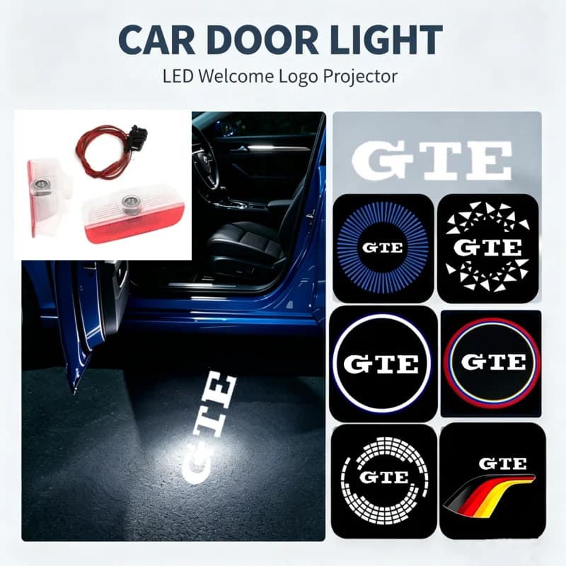 2Pcs For Volkswagen GTE HD LED Ghost Shadow Logo Projector Car Door Welcome Light Decor Replacement Modification Accessories