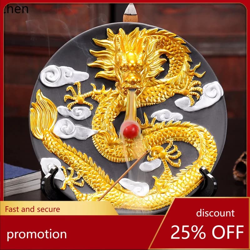 Cz zen ceramic backflow incense burner agarwood sandalwood dragon purple sand aromatherapy burner room stand ornament