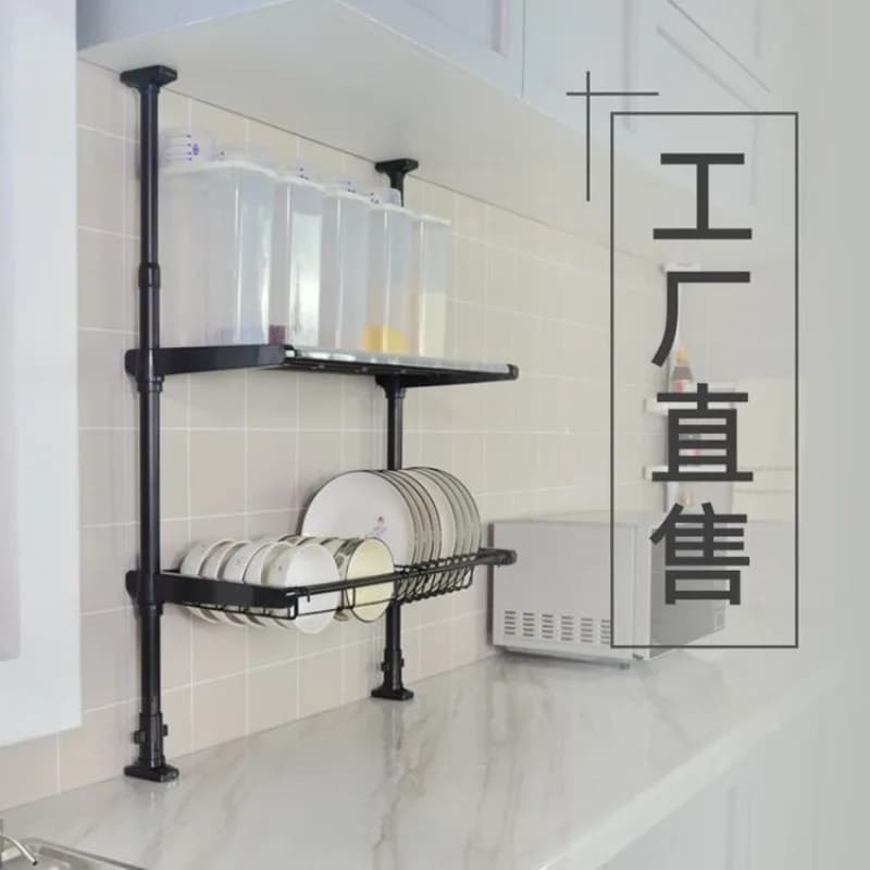Kitchen Multifunctional Shelf No Punch Dish Rack Retractable Sink