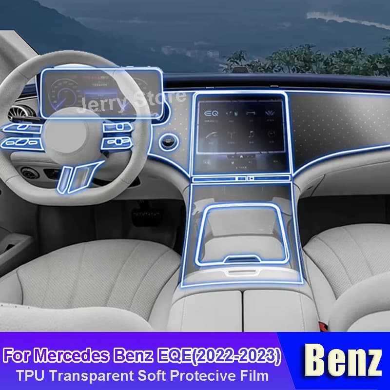 For Mercedes Benz EQE (2022-2023) Car Interior Center Console Transparent TPU Film Protective Anti-scratch Car Sticker
