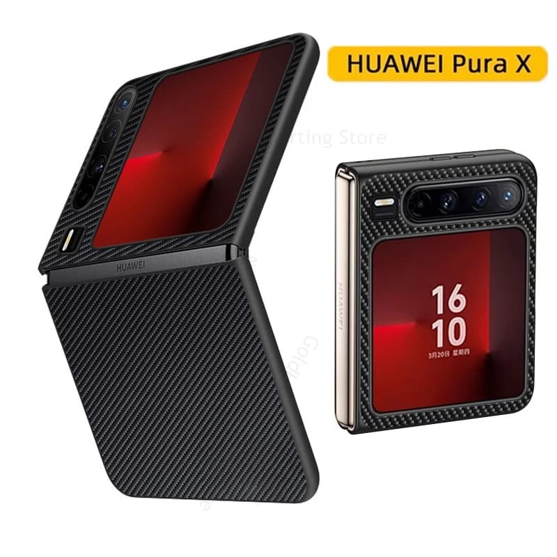 Carbon Fiber Hard Bumper Phone Case For Huawei Pura X Tough PC Back Protection Cover Fundas For HUAWEI Pura X VDE-AL00 PuraX 5G