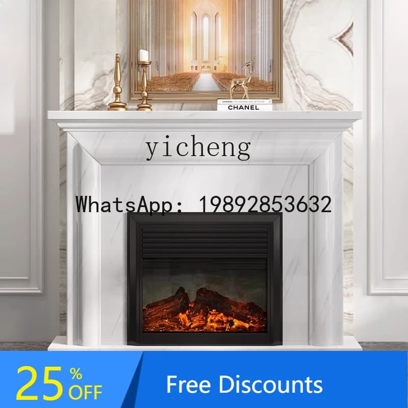 light luxury marble white fireplace decorative cabinet modern simple heater simulation electronic fireplace