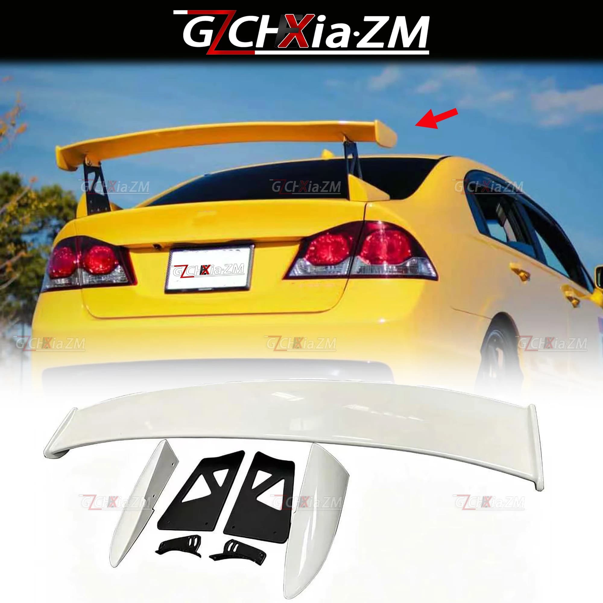 For Honda 8th Generation Civic FD2 TYPE-R 2005-2011 Rear Spoiler Luggage Compartment Lid MUGEN Diffuser Kit Rear Wing
