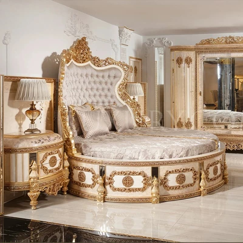 Double Adults European Bedroom Beds Queen Size French Modern Royal Italian Round Bed Victorian Living Room Luxury Furniture