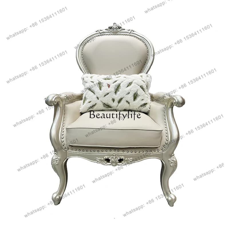 13 American light luxury solid wood leisure tiger chair leather French single chair