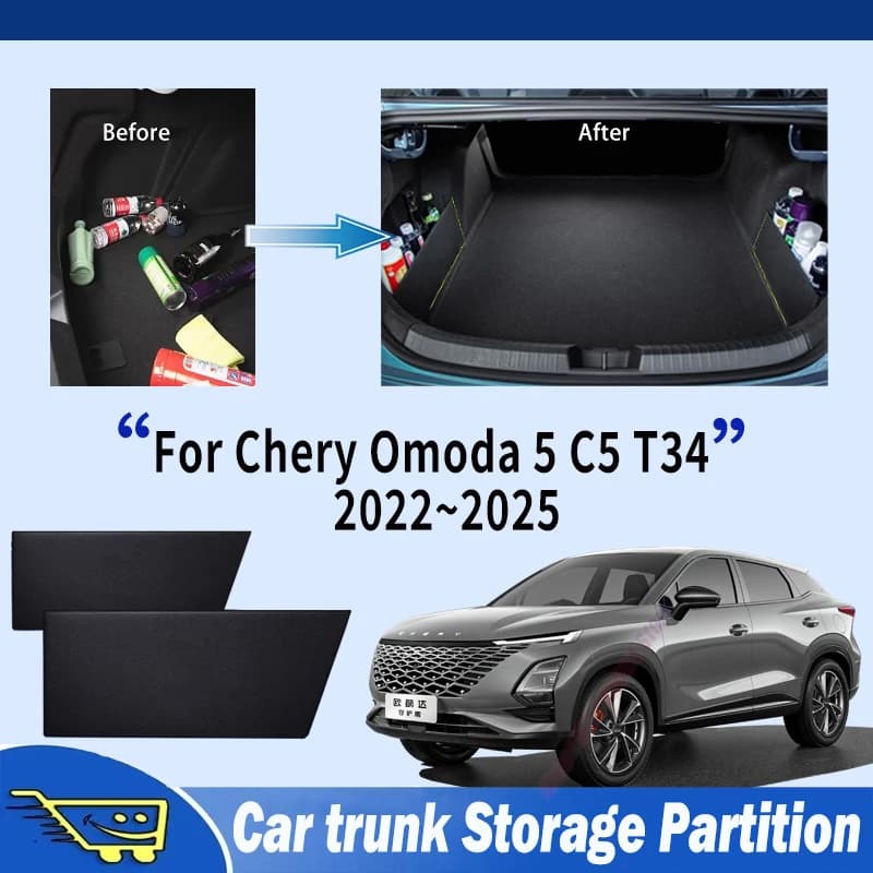 For Chery Omoda 5 C5 T34 2022~2025 Car Thickening Trunk Storage Partition Multifunction Storage Box Auto Interior Accessories