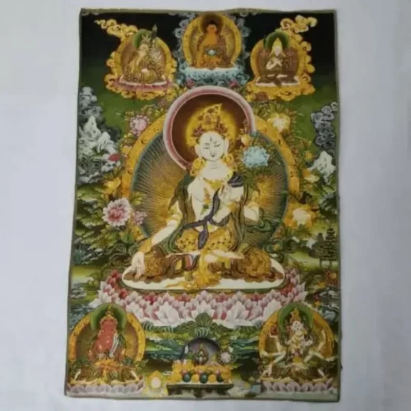 Tibet Tibetan Cloth Silk White Tara spirit of Compassion Goddess Tangka Thangka