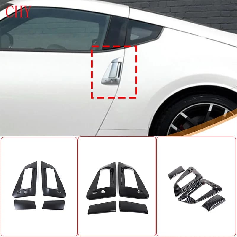 ABS Black For Nissan 370Z Z34 2009-2020 Car Styling Car Door Exterior Handle Frame Cover Sticker Car Exterior Accessories 4Pcs