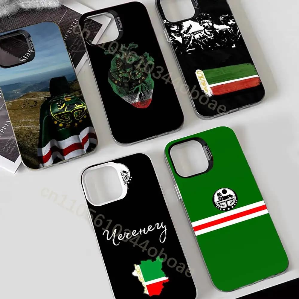 Chechen National Flag Phone Case For iPhone 17,16,15,14,13,12,11,Pro,Max,Plus Soft Black Cover