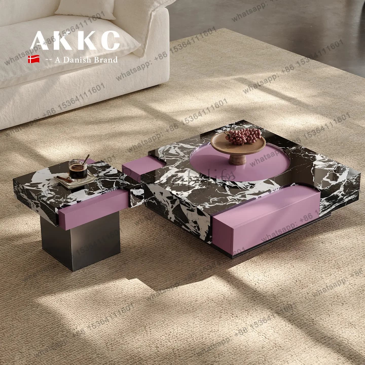 Modern simple slate coffee table home living room Italian light luxury designer coffee table combination