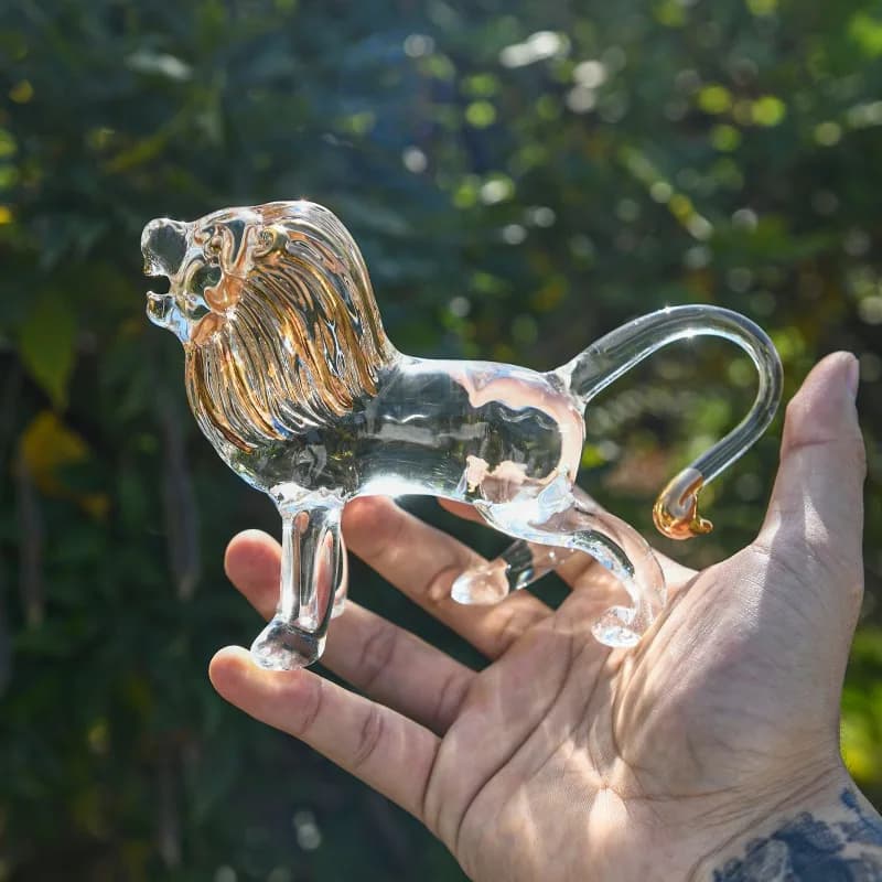 Transparent Crystal Lion Statue Desktop Decoration, Minimalist Lion Sculpture, Animal Room Aesthetic Decoration