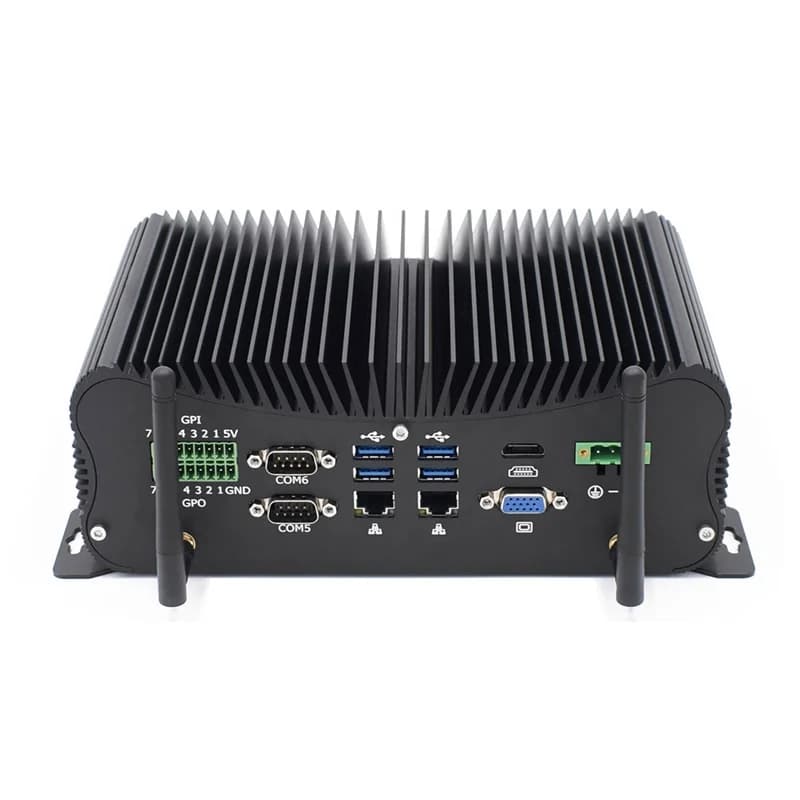 Fanless Mini Industrial Computer 12th Core I5 1235U 8 USB 6 COM Dual LANs GPIO