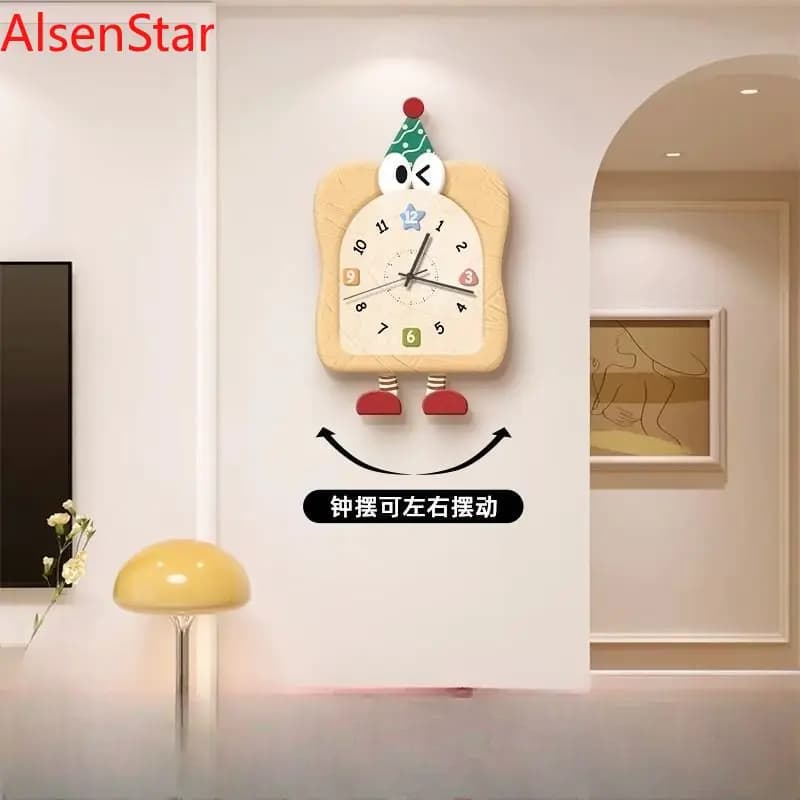 Cream Wind Clock Living Room Decorative Painting Wall Clock Cartoon Children's Room Wall Hanging Clock Watch Decoration