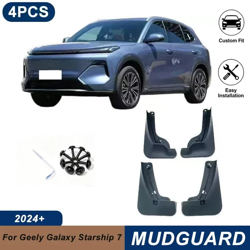 4PCS Car Mud Flaps For Geely Galaxy Starship 7 / EX5 EMi 2024+ Waterproof Anti-Splash Fender Mudguards Auto Exterior Accessories