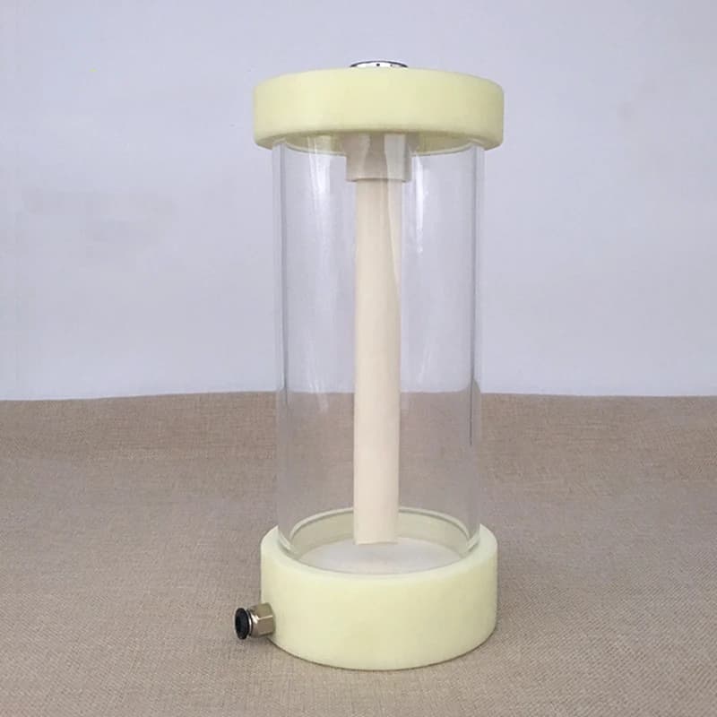 Experimental small powder cup plexiglass fluidized cup with fluidization plate and powder pump, free powder pipe trachea