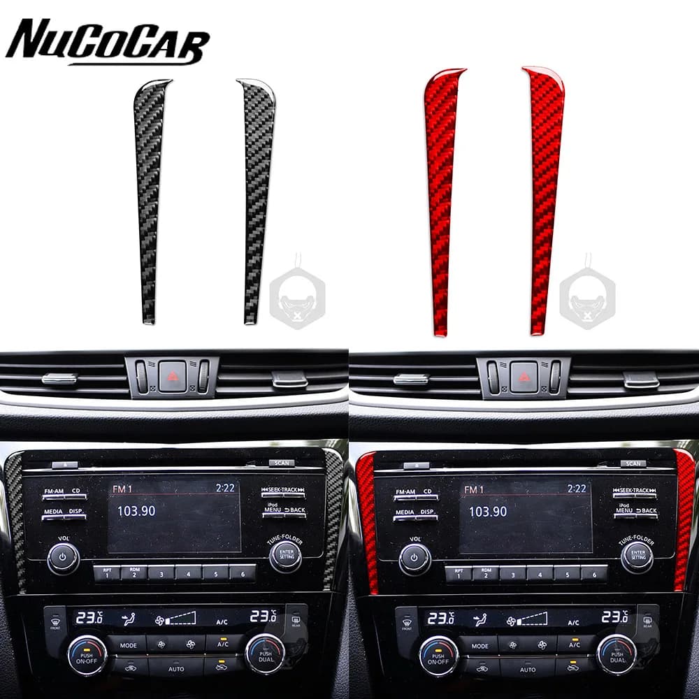 For Nissan X-Trail Rogue T32 2013-2021 Carbon Fiber Central navigation screen panel Car Interior Accessories Decorative Stickers
