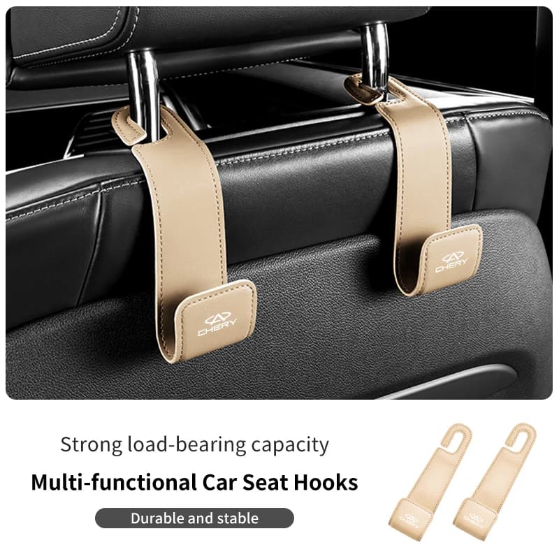 2pcs Car Seat Back Headrest Hook Leather Hanger Auto Interior Accessories For Chery Fulwin QQ Tiggo 3 5 T11 A1 A3 A5 Amulet M11