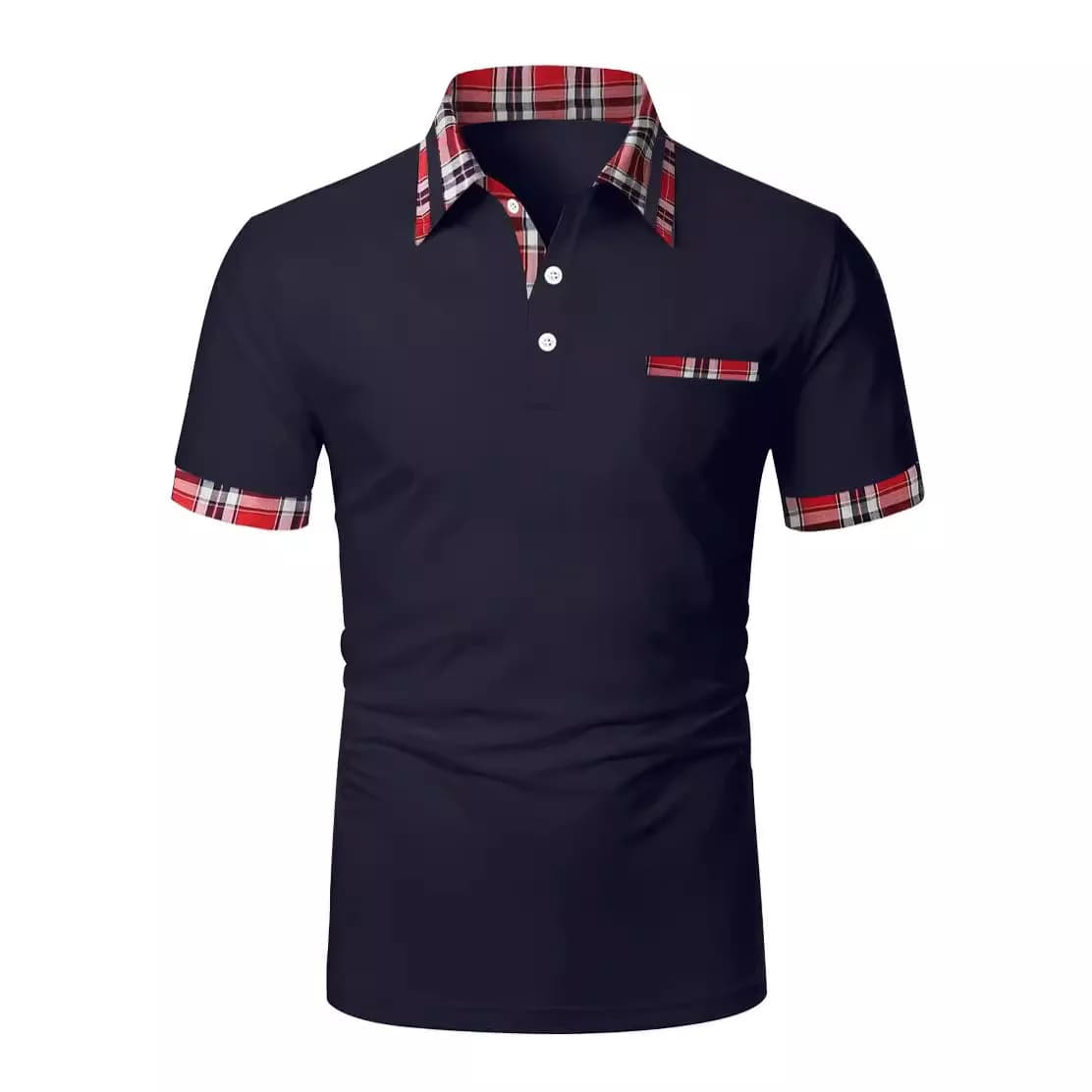 Fashion brand short sleeve polo shirt for men Summer new luxury grid color blocking high-end business casual Men's T-shirt
