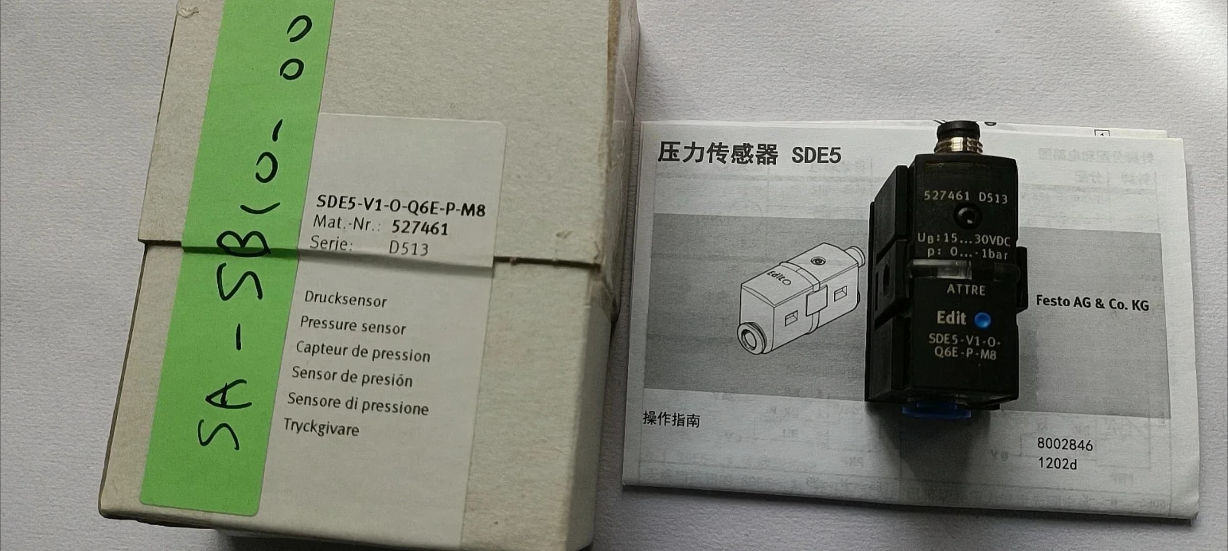 New pressure sensor SDE5-D10-O-Q6E-P-K 527467 542890 542897