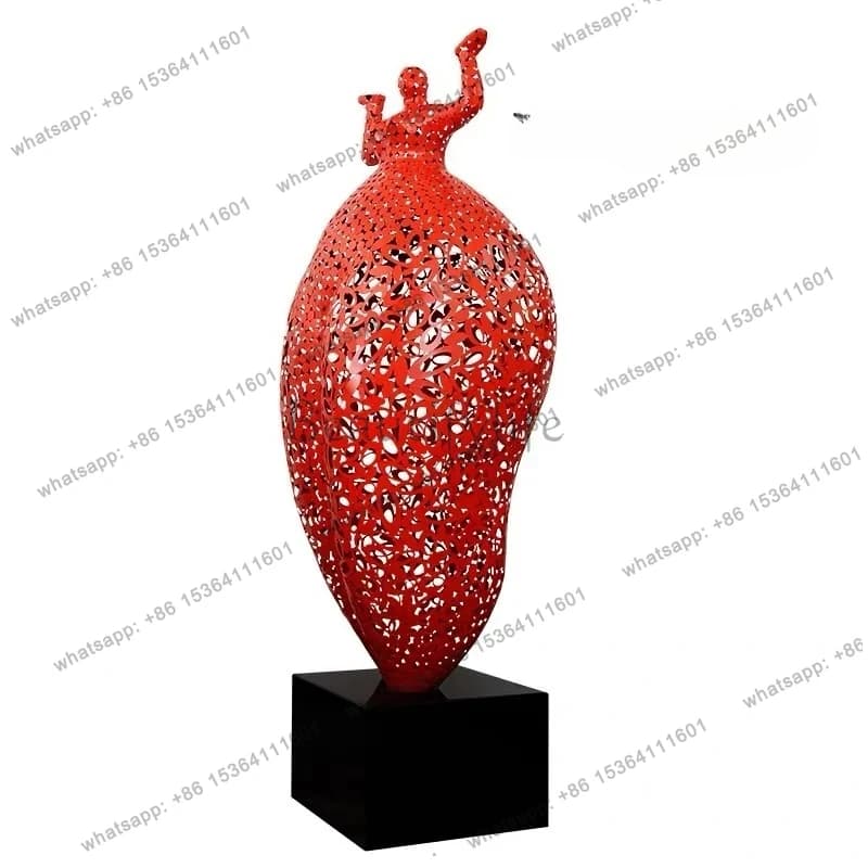 Metal abstract sculpture ornament hotel iron soft decoration light luxury modern floor figure art installation