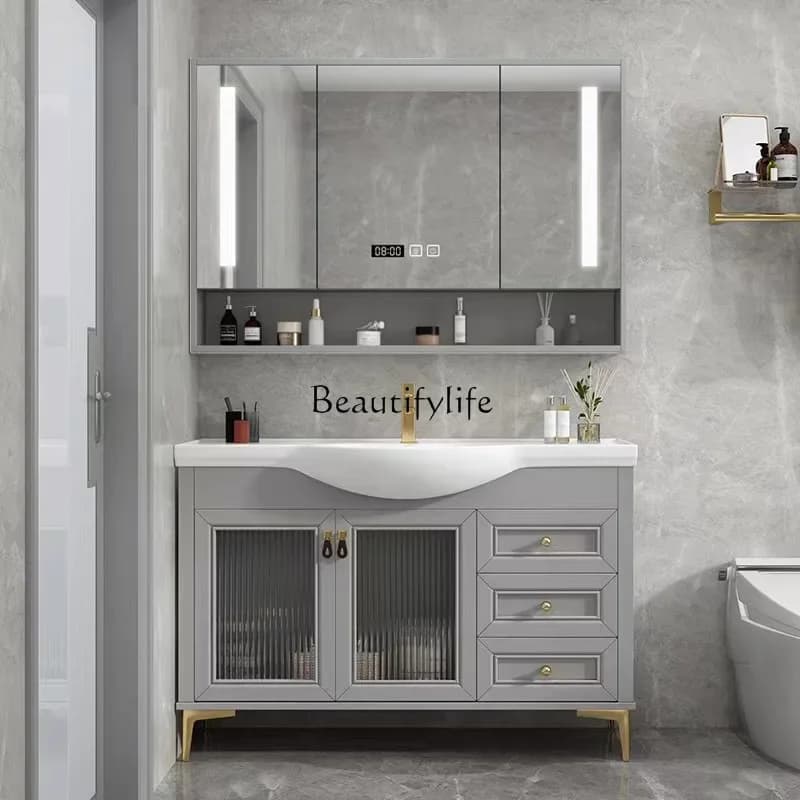 01-Ceramic integrated big belly basin bathroom cabinet toilet oak washbasin washbasin