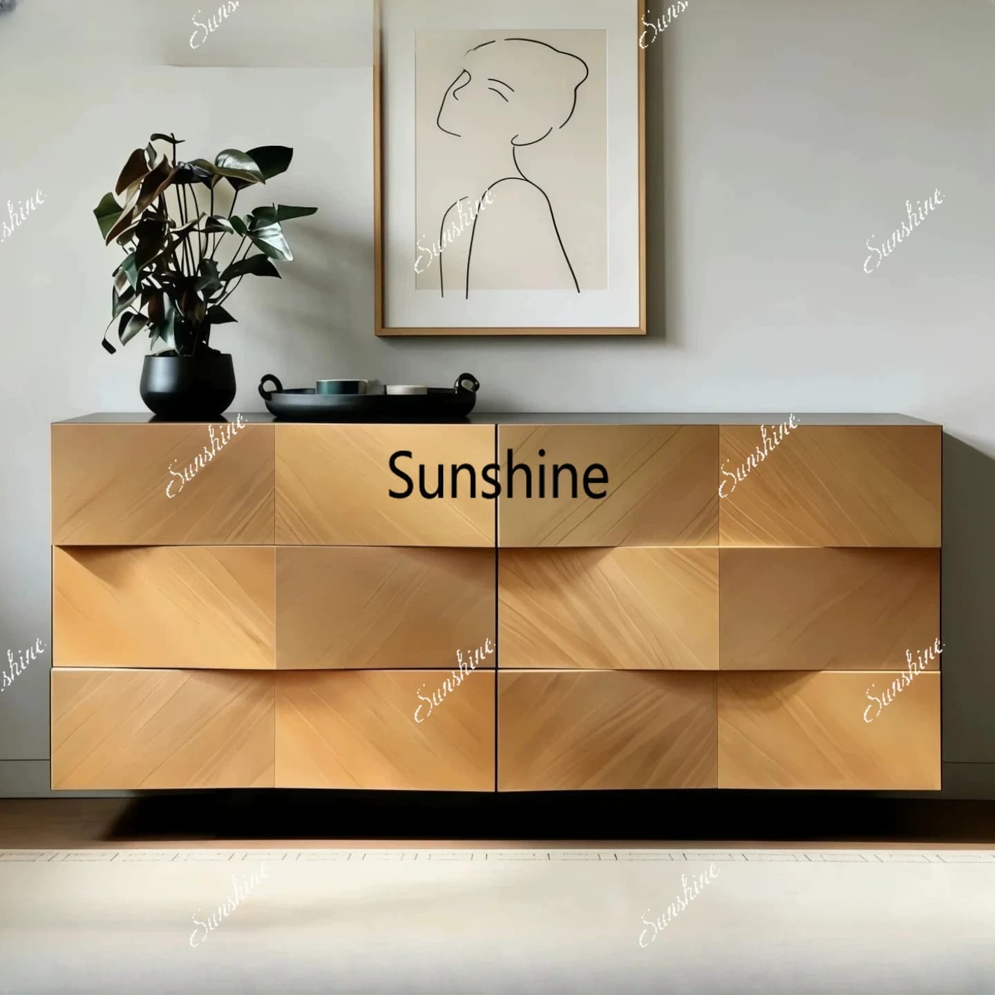 Italian minimalist paint dining side cabinet solid wood entrance cabinet