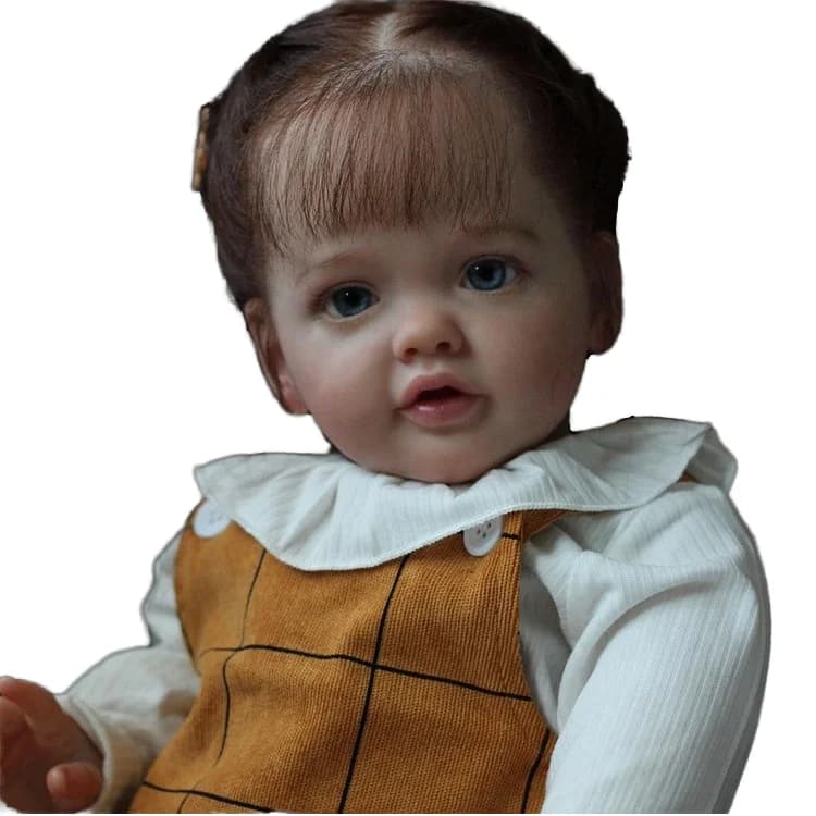 Super Doll With Long Hair Reborn Doll  Lifelike Soft Reborn Silicone Vinyl Cute Reborn Toddler Girl Doll