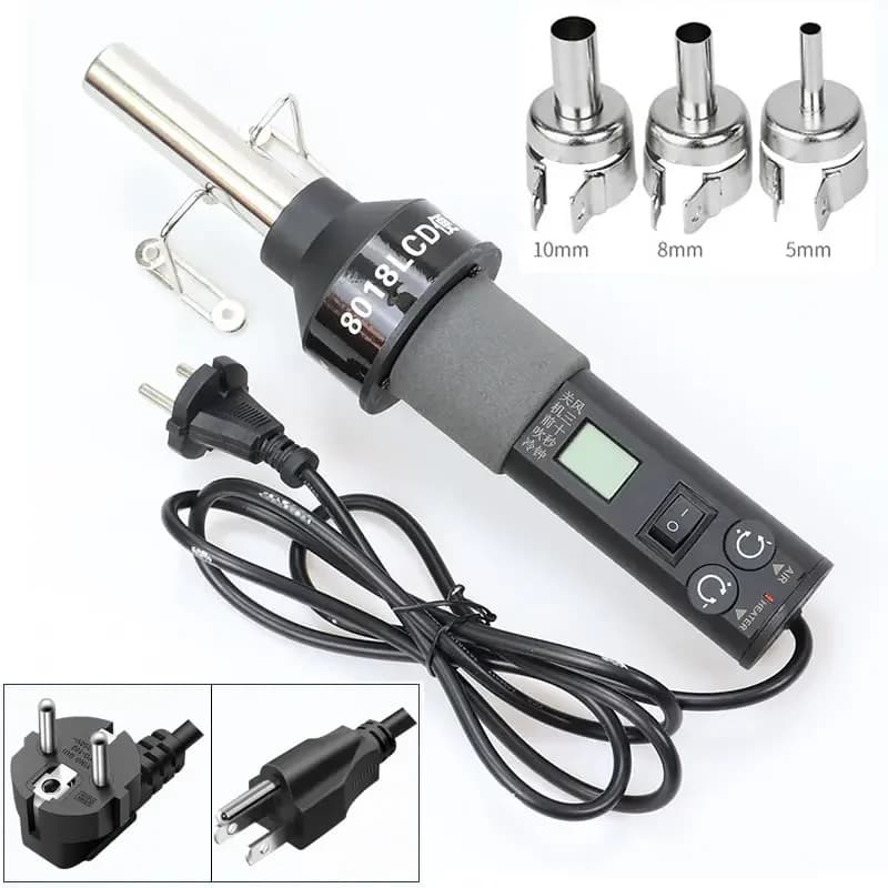 GJ8018LCD Hot Air  Handle Soldering Station Welding Heating Tools Temperature Adjustable Black Electronic Heater 4 BGA Nozzle