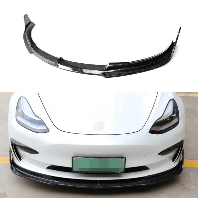 Forged Carbon Front Bumper Lip Splitter for Tesla Model 3 2017-2020 Front Lip Spoiler Diffuser Chin Guard Protector