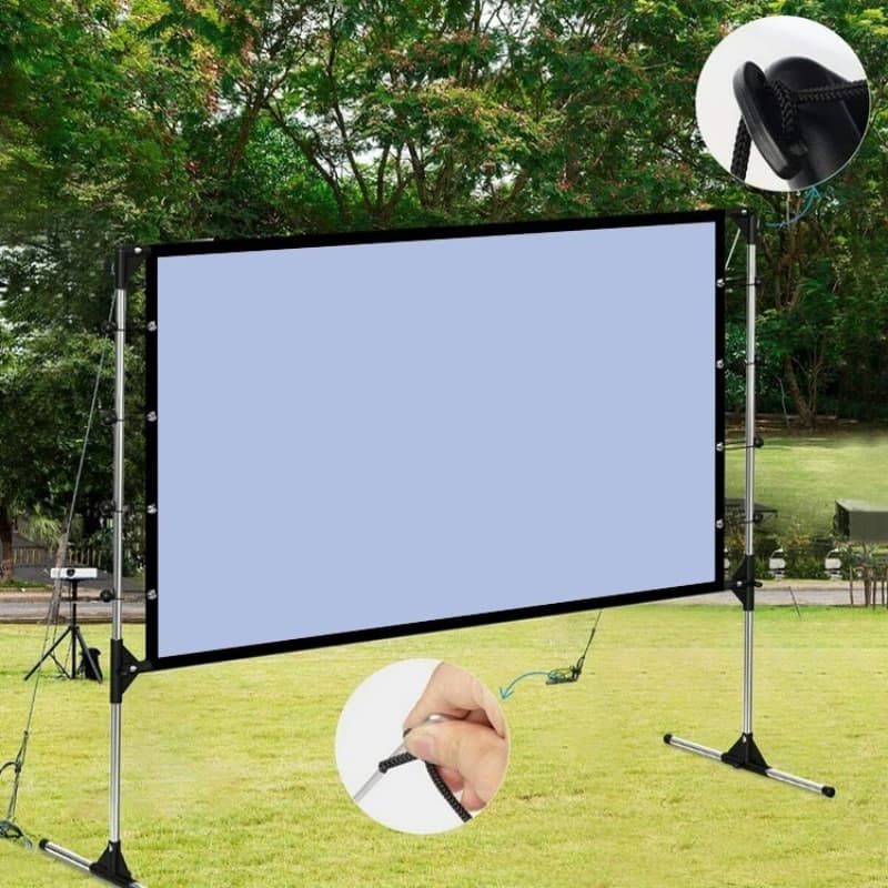 80/100/120/150 Projector Curtain with Shelf Portable Mobile Stand Movie Curtain Easy to Install