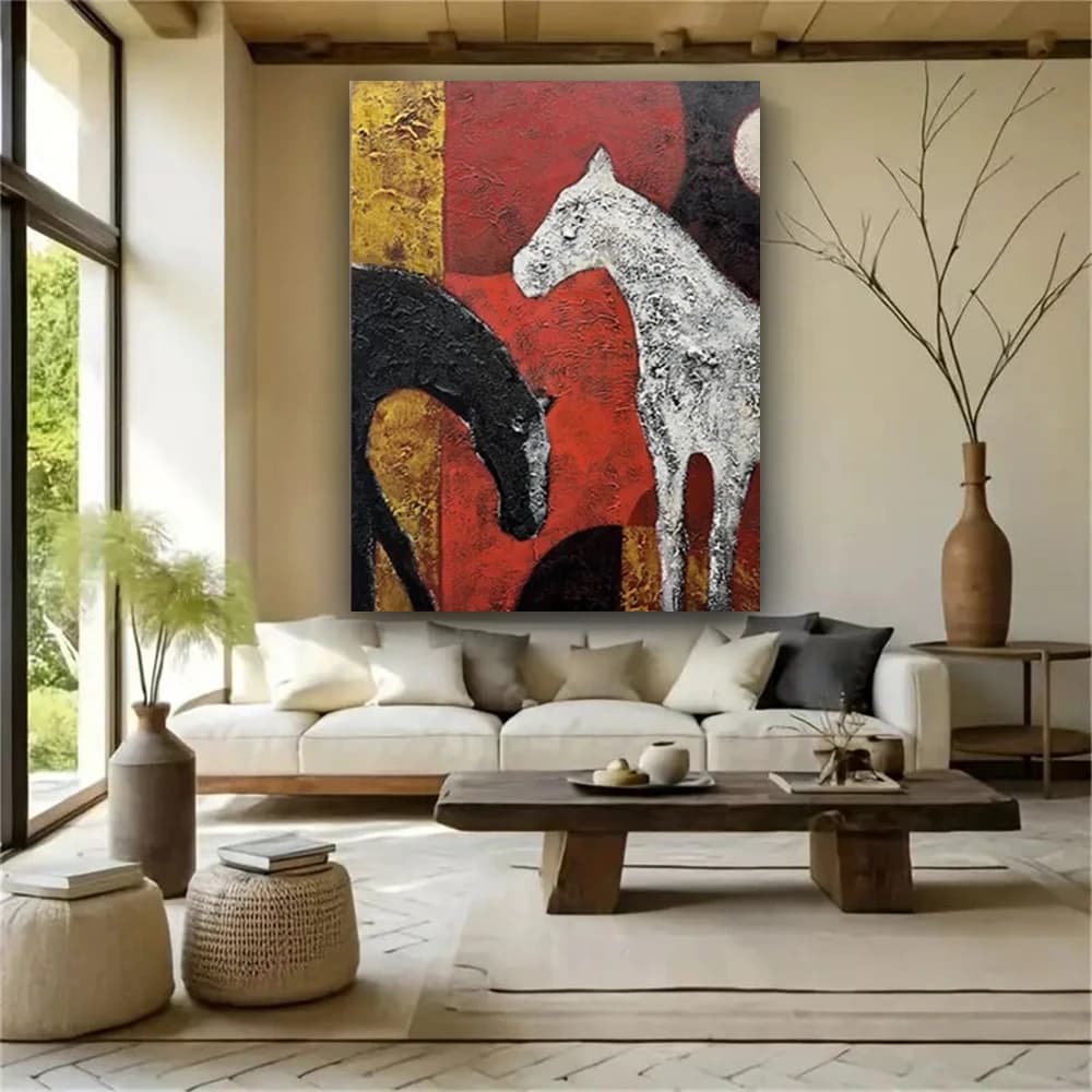 Modern Cityscape Oil Painting Hand-Painted Canvas Image Abstract Picture Impasto Texture Wall Art Pattern For Home Room Decor