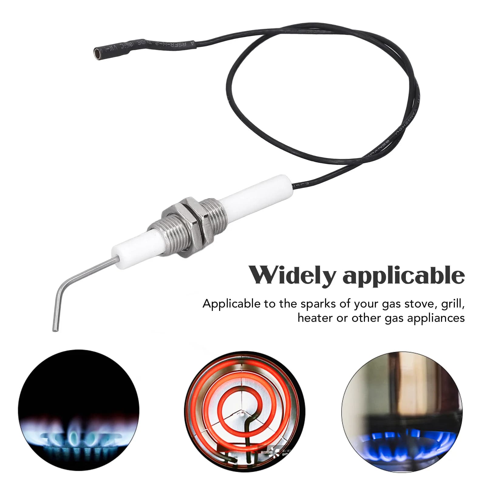 F5 3pcs Spark Ignition Electrode Ceramic M10 Furnace Ignition Threaded Electrode for Push Button Piezo Igniter