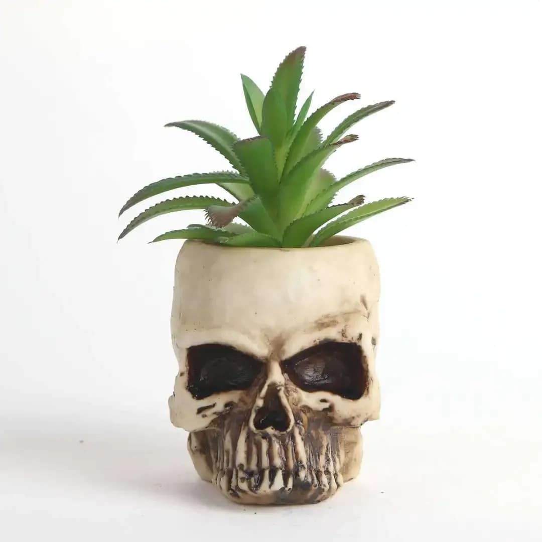 Resin skull flower pot Halloween props brainless skull hollow skull creative tricky ornamentHalloween
