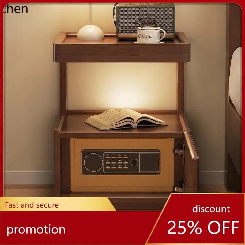 CZ Bedside Cabinet Safe Integrated Bedroom Solid Wood Smart Multifunctional Lockable Wireless Charging Safe
