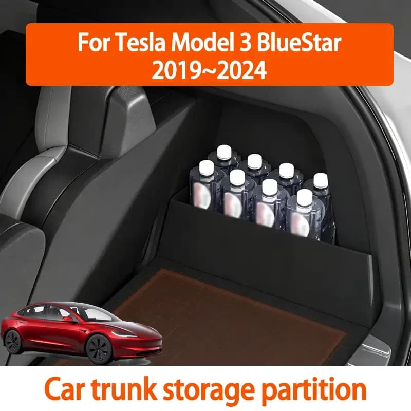 For Tesla Model 3 Blue Star 2019-2024 Thickened Trunk Storage Partition Multi functional Storage Box Automotive Interior