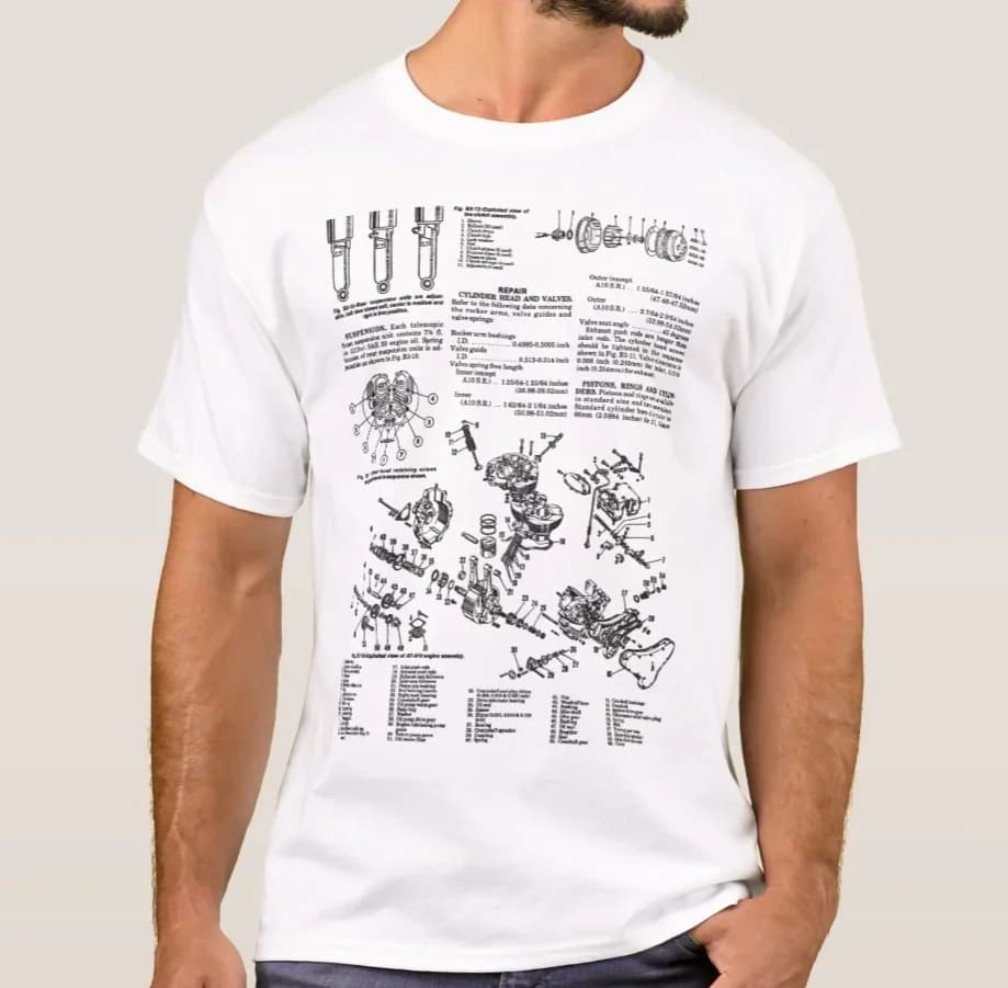 Vintage Motorcycle Manual Illustration Kitsch T-Shirt 100% Cotton O-Neck Summer Short Sleeve Casual Mens T-shirt Size S-3XL