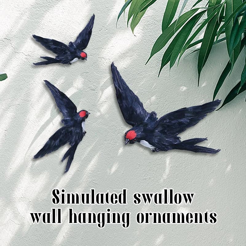Simulated Swallow Wall Hanging Decor Crafts Wall Background Decor Bird Photography Props Real Feathers Bird Ornaments