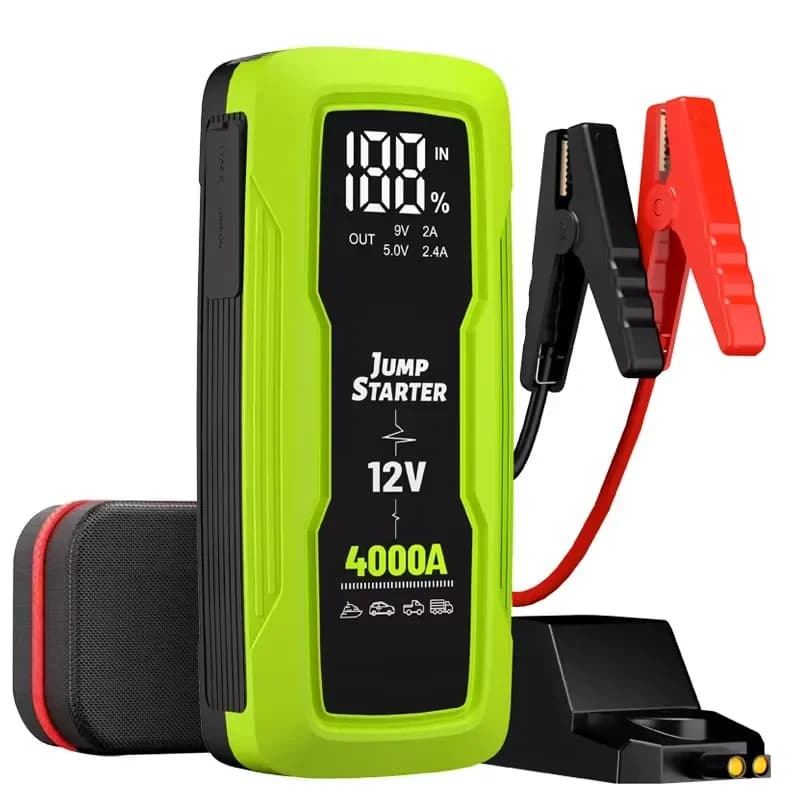 Portable 12V Jump Starter for Car Truck SUV RV with Safe Clamps Emergency Power Bank and USB Charging